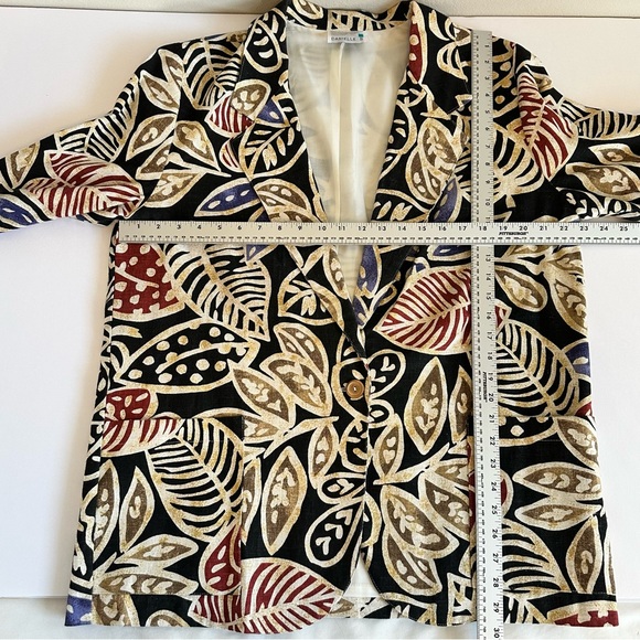 VTG Danielle B‎ Linen Cotton Multicolor Leaf Print Large Summer Blazer Made USA - Picture 8 of 8